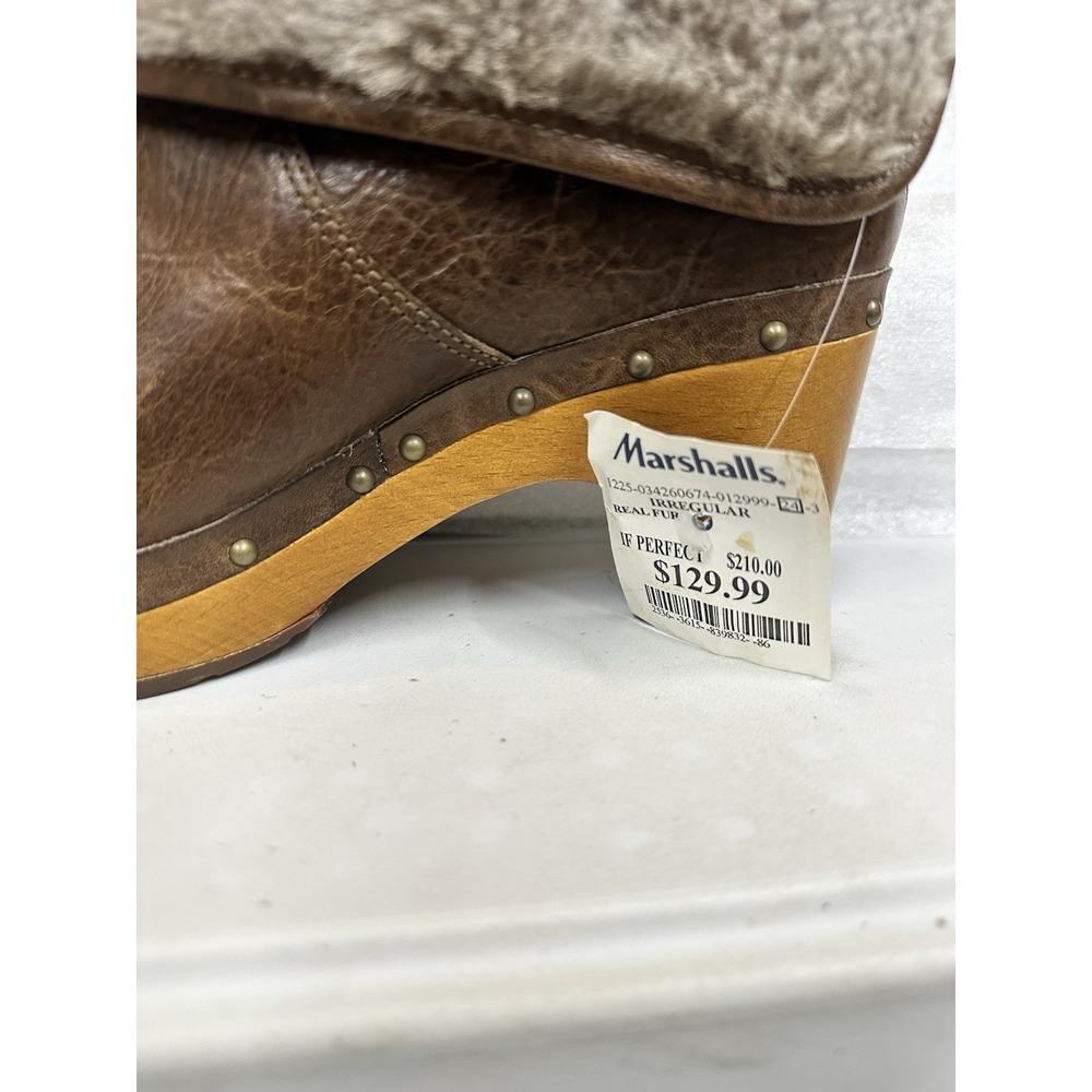 UGG Australia Lynnea Brown Leather Sheepskin‎ Clog Ankle Boots Size 6 - Picture 4 of 10